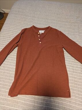 Goodthreads Rust Henley Long Sleeve Top